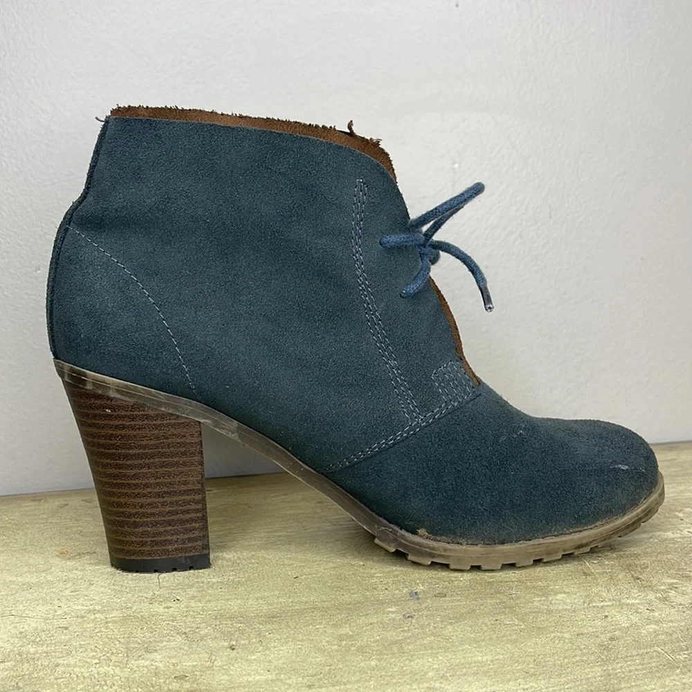 Ruff Hewn Cypress Leather Bootie With Stacked Heel Womens Size 8